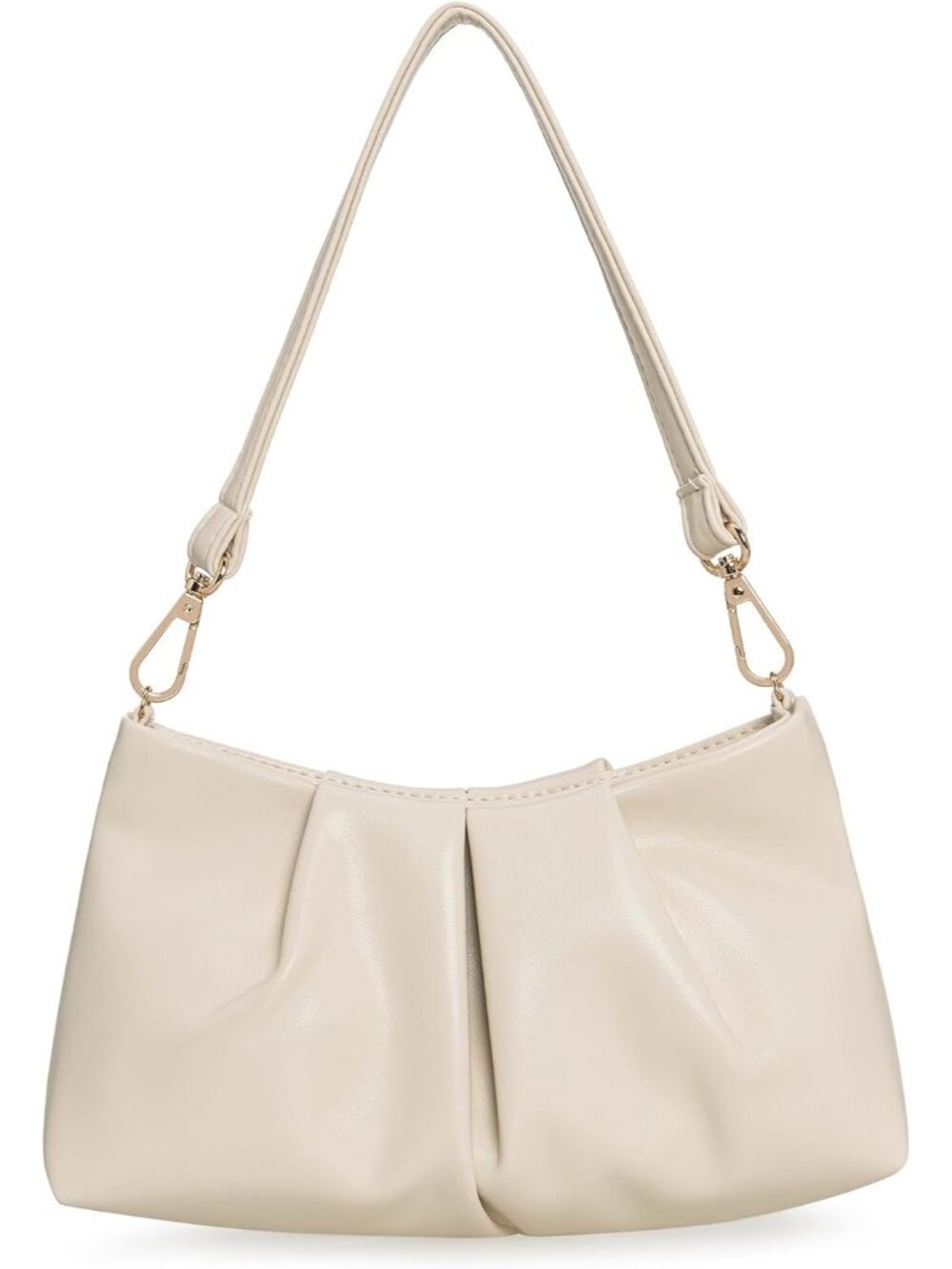 Women Off White Pleated Pu Clutch Purse For Dressy Formal Cocktail Handbag